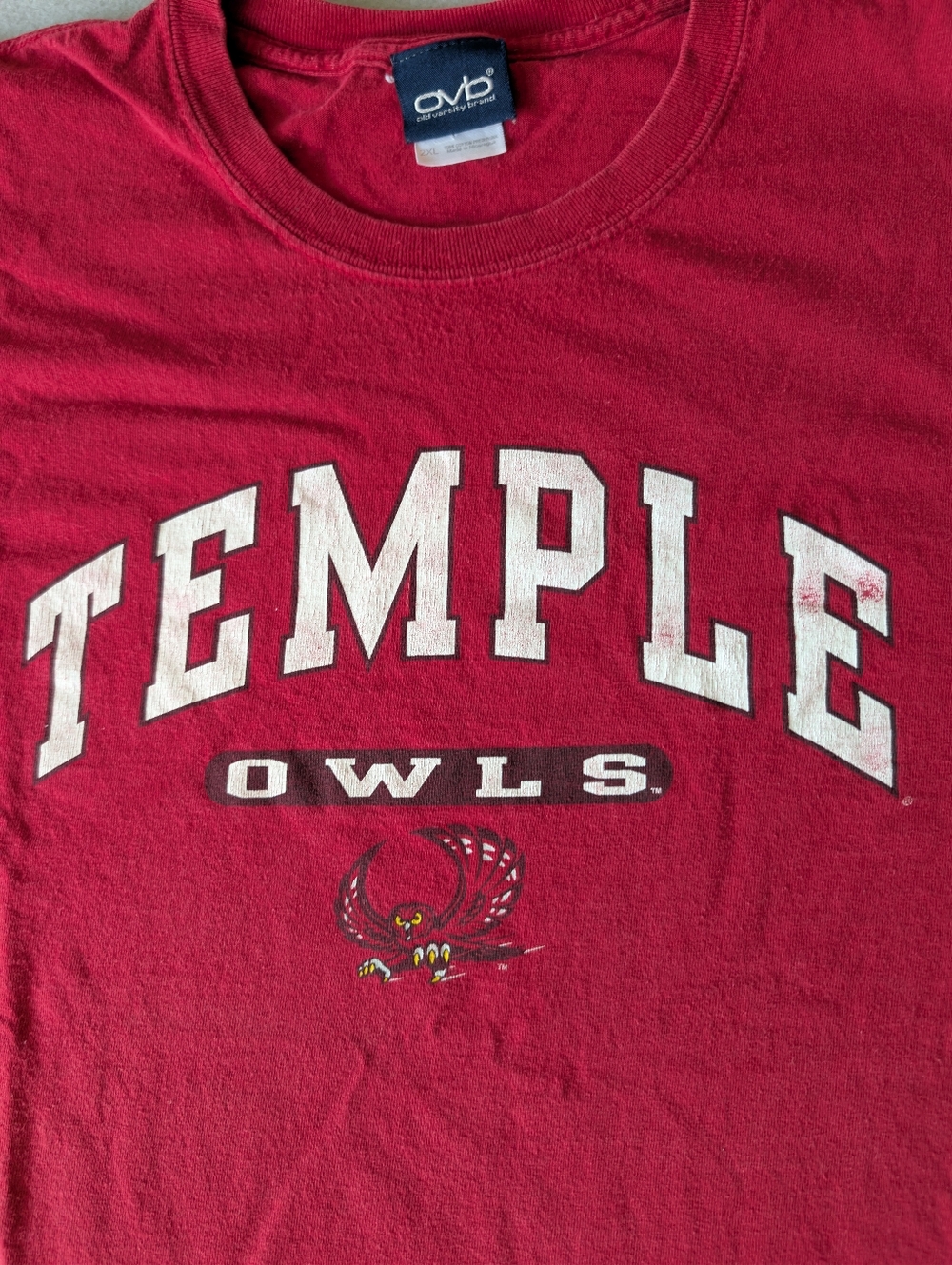 90s Vintage Temple University Owls Football 100% Cotton Tee Shirt 2XL Collegiate image 6